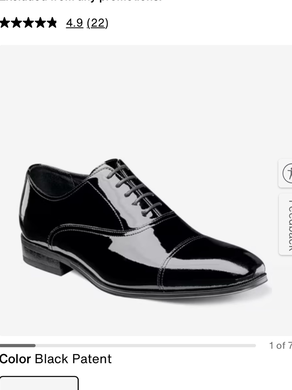 Men's Florsheim tux cap toe Oxford Black Patent Lace-Up Dress Shoes‎